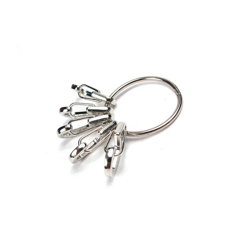 

New simple design keychain 5Pcs Gear Stainless Steel Torsion Spring Gate Snap Clip Tall Key Chain TI Ring Gift hot sale