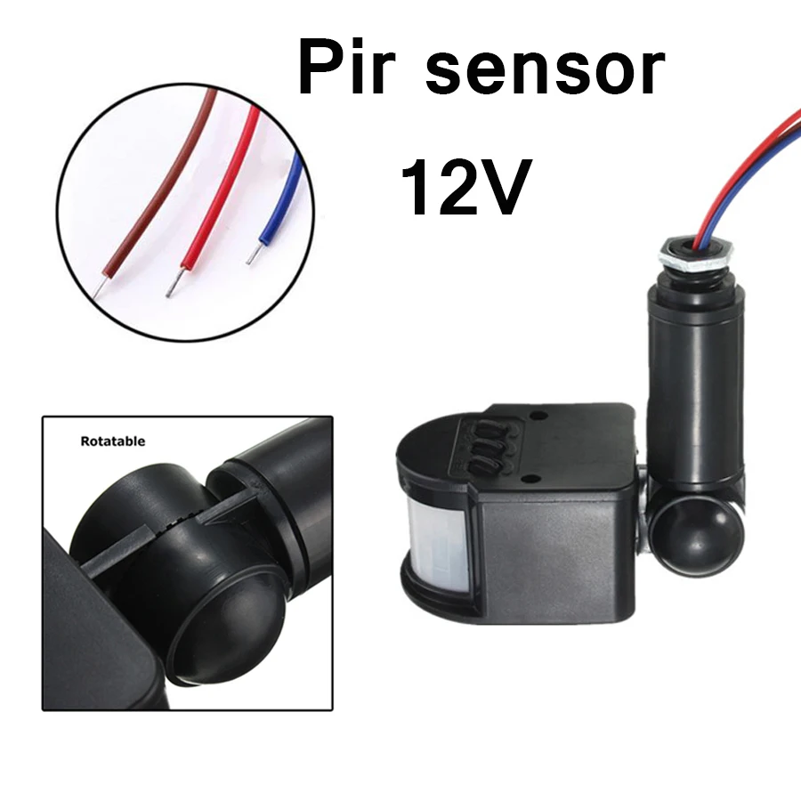 Для Светодиодный прожектор автоматическая система безопасности Регулируемый движения PIR Сенсор 180 градусов детектор DC12V инфракрасный