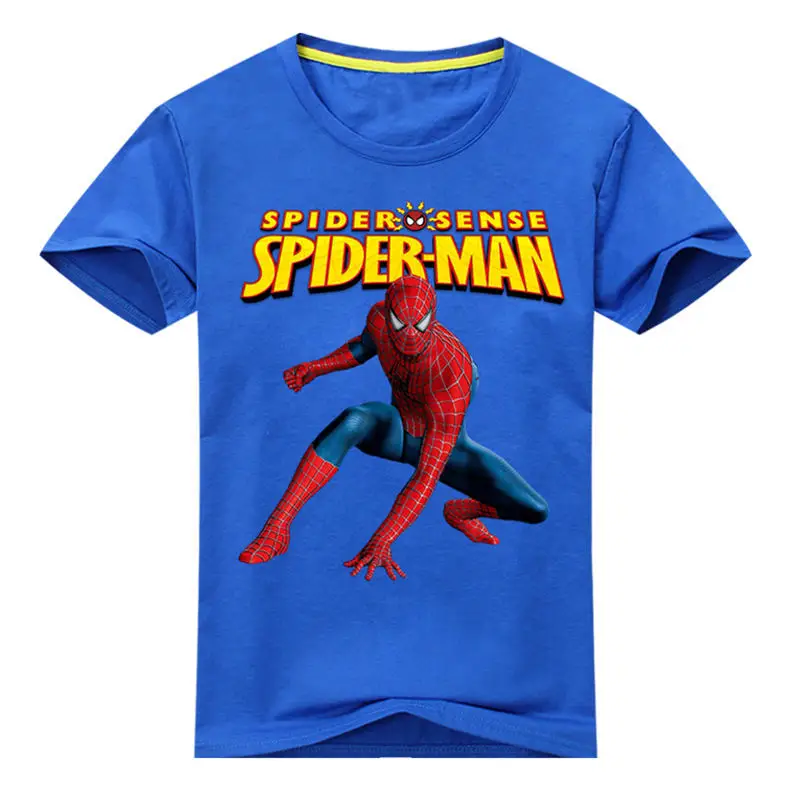 Летние футболки с принтом Человека-паука для мальчиков и девочек Повседневный костюм футболки из хлопка для малышей Одежда для детей Детская футболка с рисунком, DX200