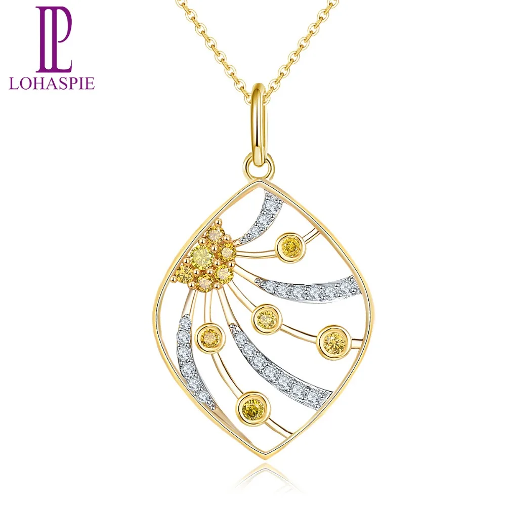 Diamond-Jewelry Yellow Gold Pendant Solid 18K 750 Blue Diamond Fine Fashion Stone Jewelry For Women's Gift New Lohaspie | Украшения и