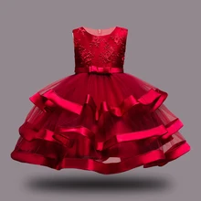 Детская одежда, платья с цветочным принтом для девочек, платье с вышивкой для маленьких девочек на день рождения, детское рождественское бальное платье принцессы на свадьбу