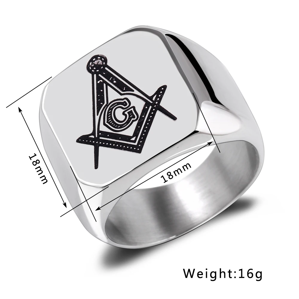 316L Stainless Steel Masonic Ring for Men, master masonic signet ring, free mason ring jewelry