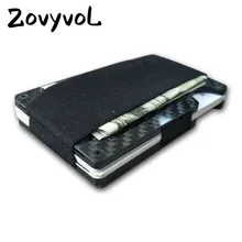ZOVYVOL, мужской Металлический Мини-держатель для карт, углеродное волокно, черный держатель для кредитных карт, кошелек, чехол для карт, кошельки, RFID, анти-главный держатель для ID