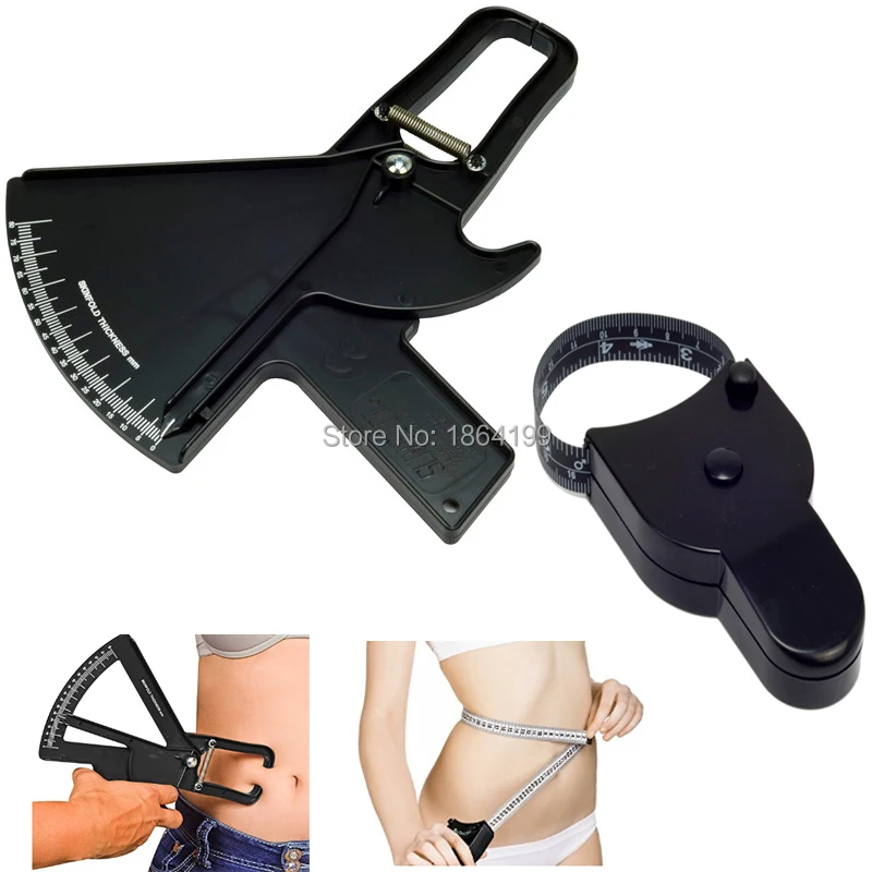 

2pcs/set Slim guide ody Fat Monitors 80mm Skinfold Body Fat Caliper Set Body Fat Tester with body Measure Tape