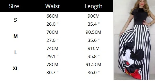Летние женские полосатые трапециевидные длинные юбки, эластичная высокая талия, Kawaii Mickey, макси юбка, женские элегантные плиссированные пляжные миди юбки