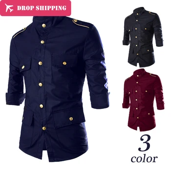 

Drop Shipping Camisas Camisa Masculina Men's Fashion Slim Fit Casual Shirt Long Sleeve Shirts Printing Men Shirt