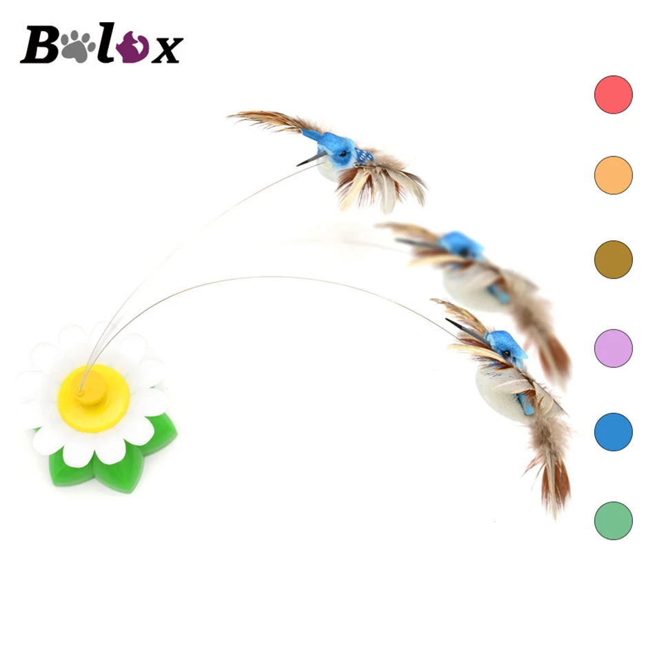 Cat Toys 1PC Teaser Feather Toys Kitten Funny Colorful Toys 6 Colors Cute Birds Funny Playing Interactive Toy Pet Cat Supplies