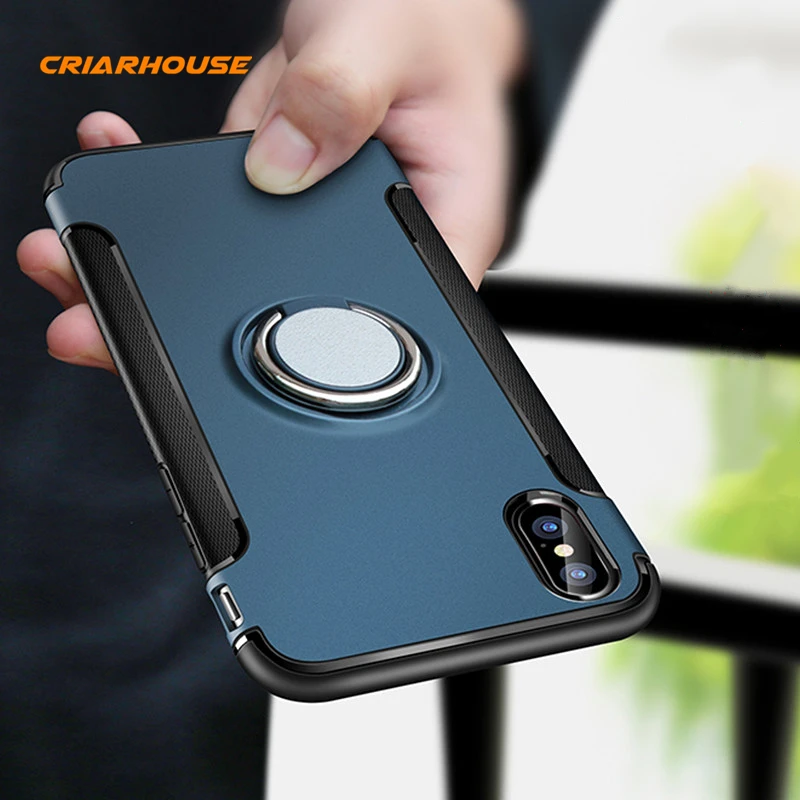 Защитный чехол-подставка criar House для iPhone X 8 7 Plus 6 6s SE 5 5S с металлическим кольцом