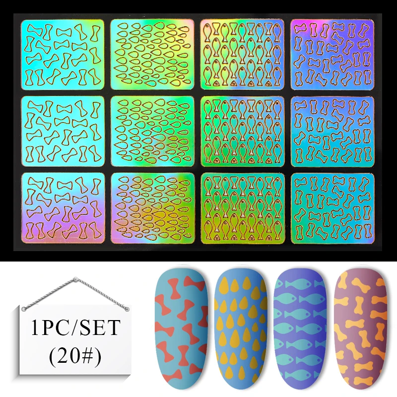 Mtssii 1 лист DIY маникюр неправильный Шаблон трафарет многоразовый дизайн ногтей Vinyls полые наклейки штамповка шаблон инструменты для ногтей - Цвет: QW958