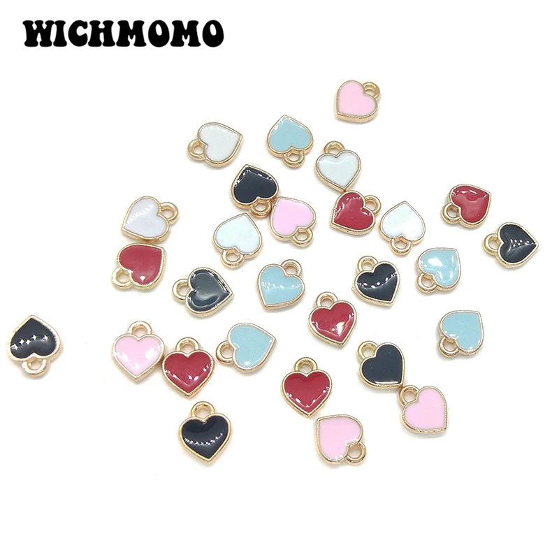 

2018 New Fashion 50pieces 8mm Zinc Alloy Drop Oil Mini Sweet Heart Charms For DIY Necklaces Bracelets Jewelry Accessories