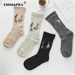 [EIOISAPRA] Японские жаккардовые хлопковые носки с вышивкой животных для женщин, забавная Красивая партия носков для девочек