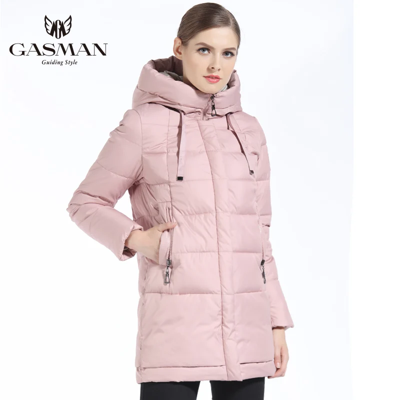 GASMAN 2018 New Fashion Winter Bio Down Jacket Womens Medium Length Overcoat Brand Warm Female Thick Parka White Coat Women
