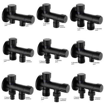 

G1/2 Black Brass Washing Machine Mop Pool Faucet One Into Two Out Three Links Angle Valve Multi-function Water Separator