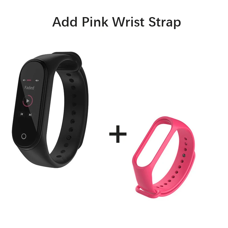 Глобальная версия, Xiaomi mi, 4 банда4, браслет, трекер, mi band 4, умный браслет, браслет, цветной AMOLED экран, пульсометр - Цвет: Add Pink Wrist Strap