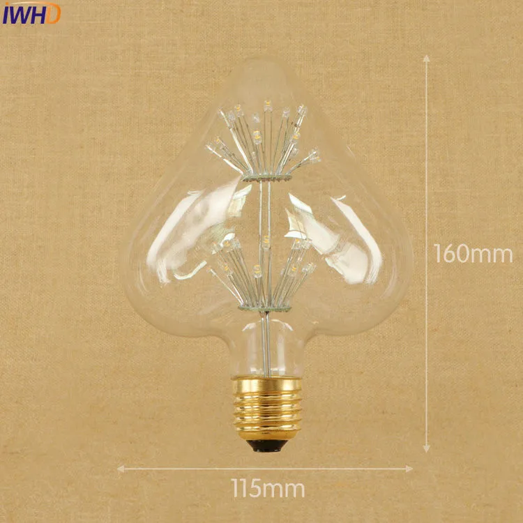 IWHD Star E27 220V 3W светодиодный светильник винтажный лампочка лампа Эдисона в стиле