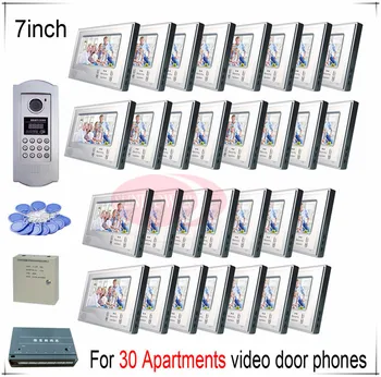 

For 30 Apartments video door phones door bells intercom systems support Inductive Card/Password unlocking function