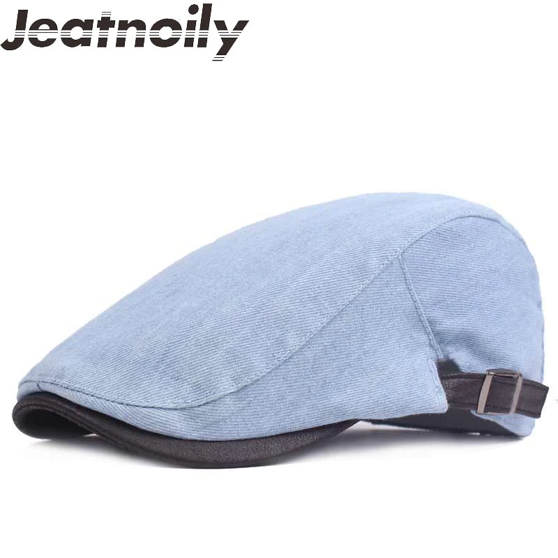 2018 New Retro Denim Berets Men's Autumn Winter Beret Hats Striped Cowboy Visor Caps Z xjbl056