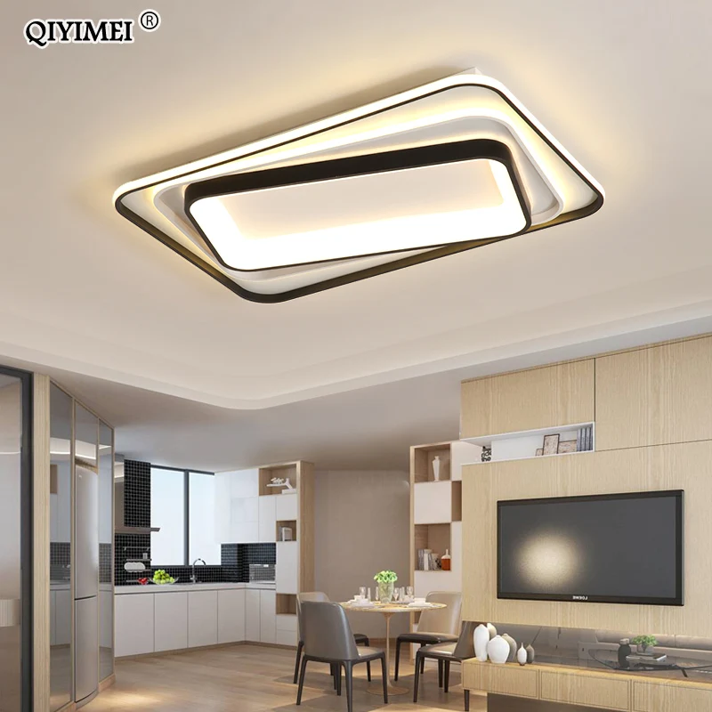 

Black rectangel shape Modern LED Ceiling lights for living room bed room studio lighting Creative modern ceiling lamp fixtures