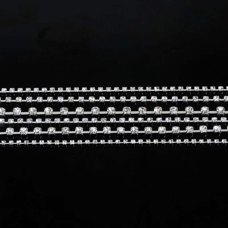 10 Yards SS6-18 Rhinestone Chains Copper Claw Transparent/White AB Glass Rhinestone DIY Jewelry Craft Apparel Sew On Accessoires