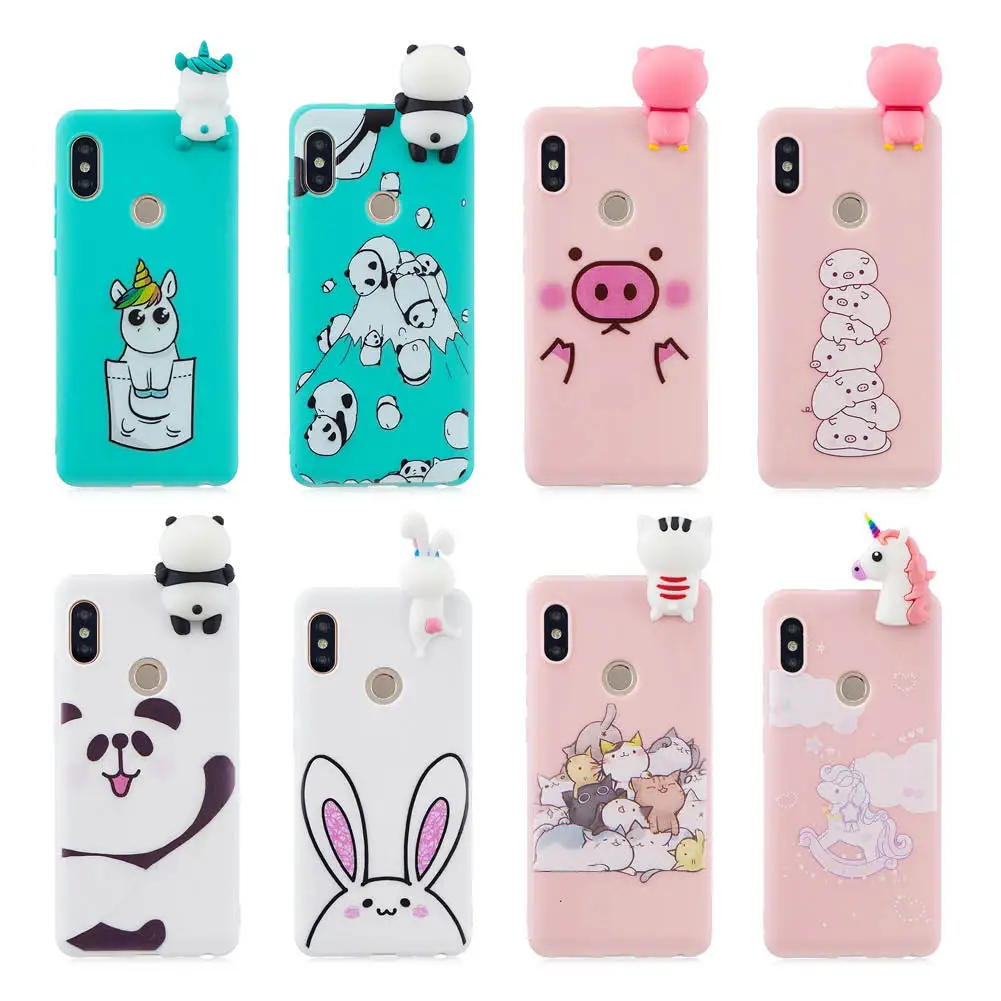 

3D Silicone case For Xiaomi Redmi Note 6 Pro Case Soft Cover Unicorn Pig Panda cat Cute For Xiaomi redmi note5 capa Redmi S2 5A
