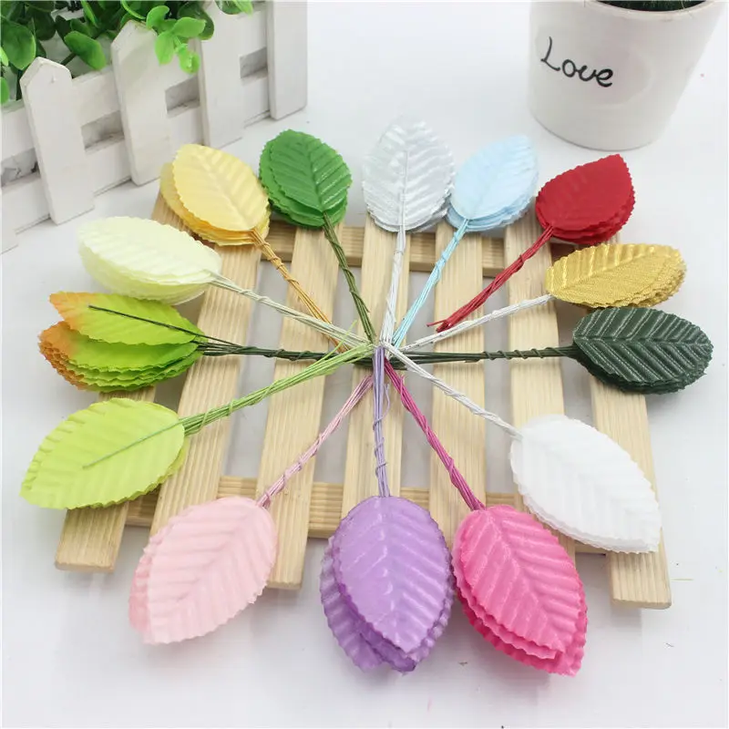 Cheap 10 pieces / lot 5 cm Silk Leaf-shaped Green Leaves Artificial Flower For Wedding Decoration DIY Scrapbooking