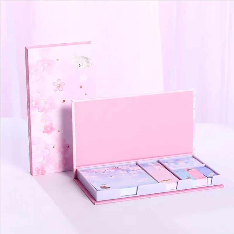 Korea memo sticker gift box bronzing can tear note paper ins any thing posted small book sticker set - Цвет: Pink