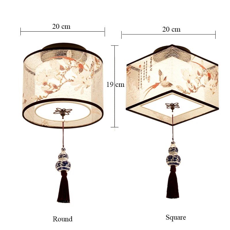 Китайское круглое квадратное принадлежности для потолочного светильника ткань для гостиной прохода навесная лампа Sufitowa японская Светодиодная потолочная лампа