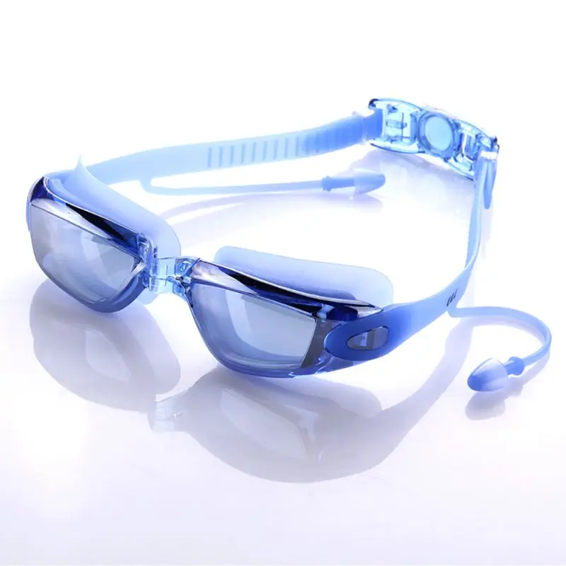 Горячие Профессиональные Водонепроницаемые силиконовые плавательные очки Анти-туман УФ водные спортивные очки для плавания Очки для плавания с наушником - Цвет: L