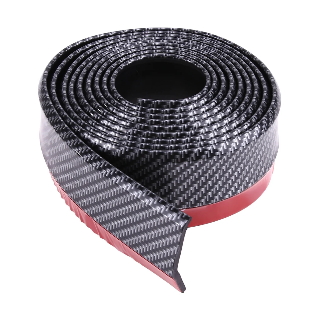 Carbon Fiber Rubber Soft Black Bumper Strip Car Exterior Front Bumper Lip Kit / Car bumper Strip 60mm Width 2.5m length Hot sell