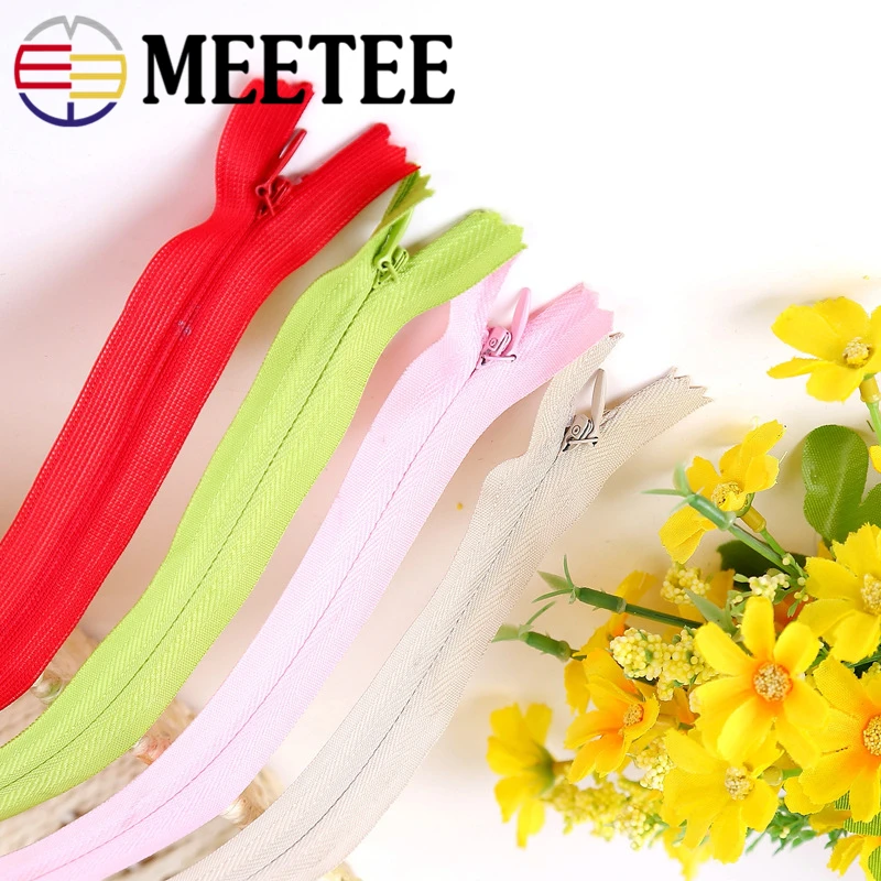 10 шт. Meetee 3 #20 см 40 50 60 Невидимые молнии DIY нейлоновая катушка молния для шитья