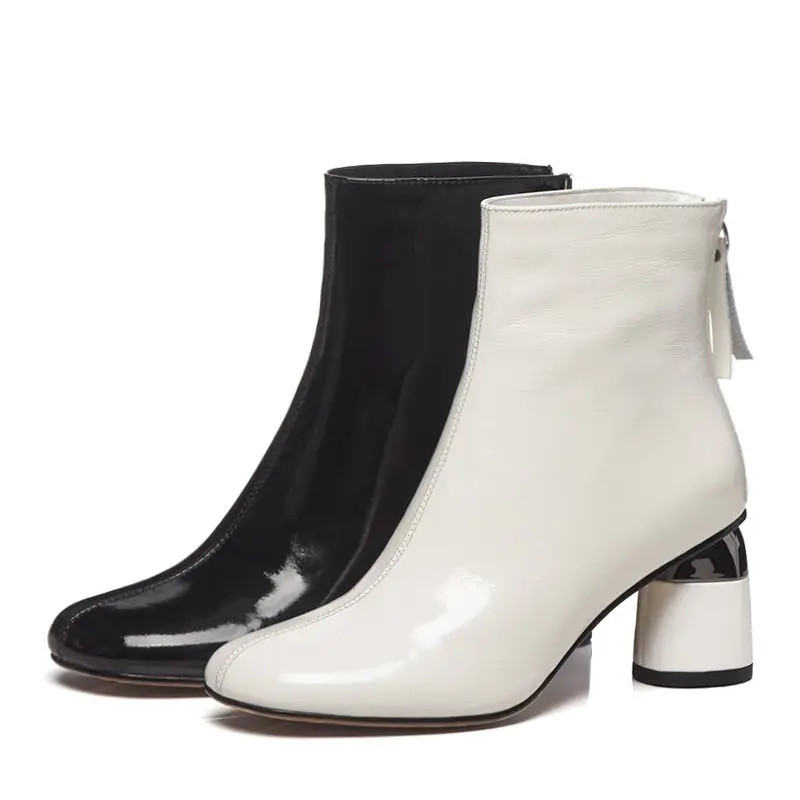ALLBITEFO natural genuine leather women boots Pure color Pure color Autumn Winter ankle boots High quality fashion boots