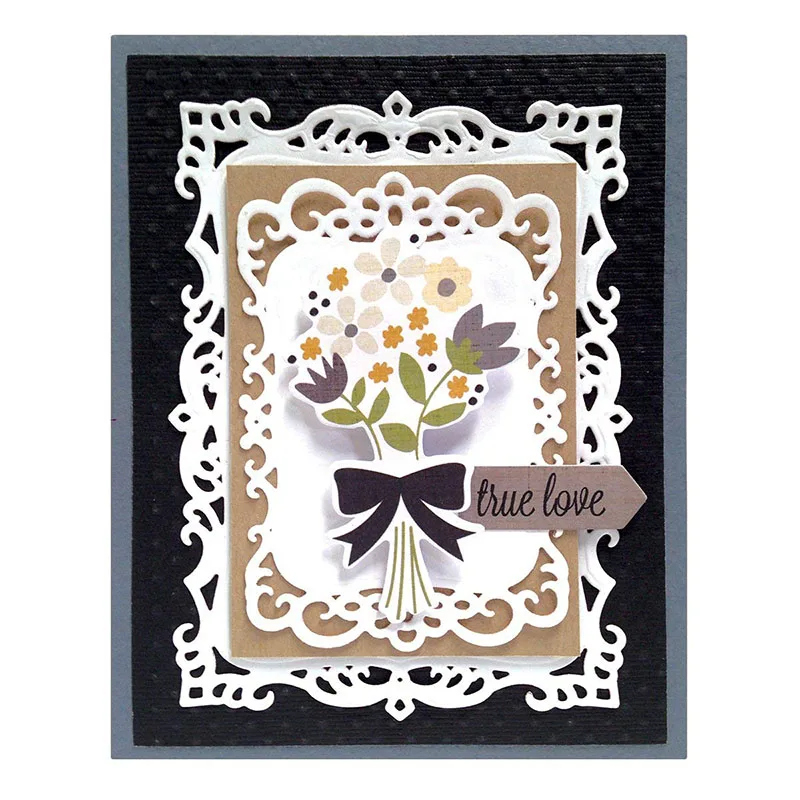 

JC 2019 Metal Cutting Dies for Scrapbooking Die Cut Lace Rectangle Frame Folder Paper Craft Handmade Album Model Stencil Decor