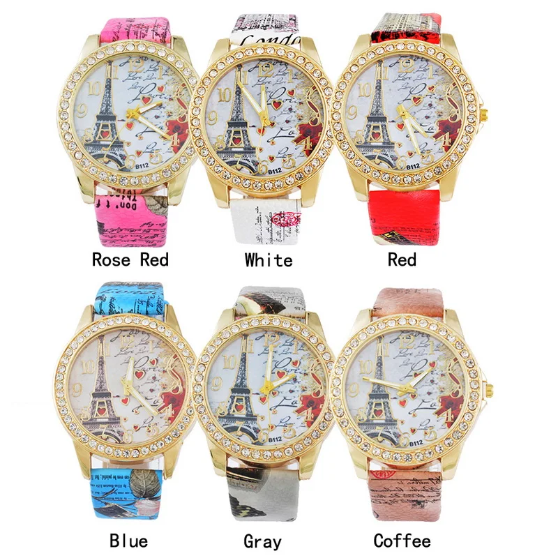 MJARTORIA 2019 часы с изображением башни любви женские модные кожаной полоской