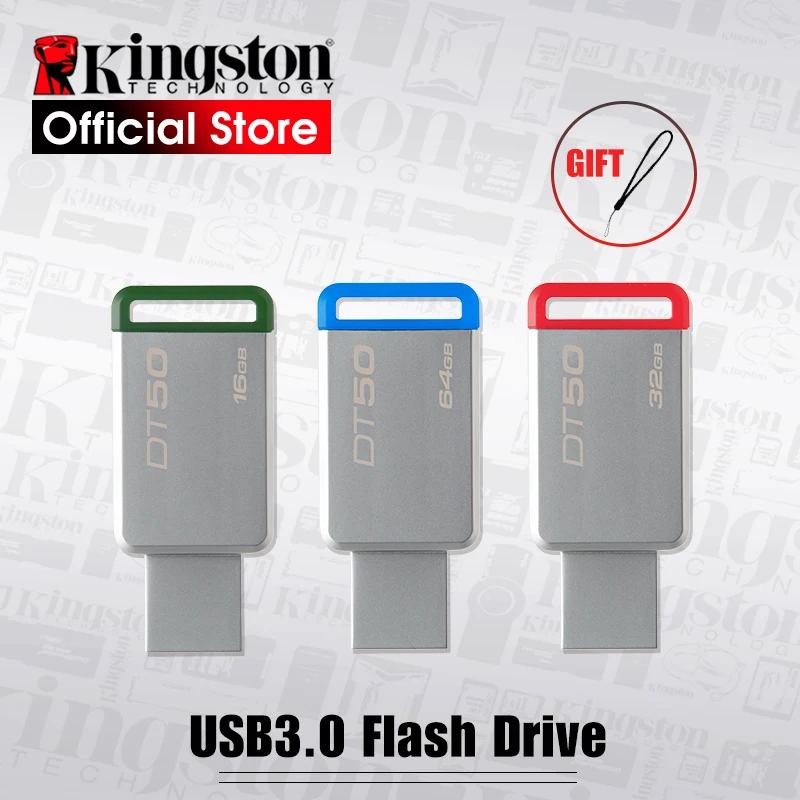 Kingston Digital DT50 USB 3.0 USB Flash Drive 16GB Pendrive 128GB 32GB Pendrive 64GBGB Metal Pen Drives 8GB Memory U Stick