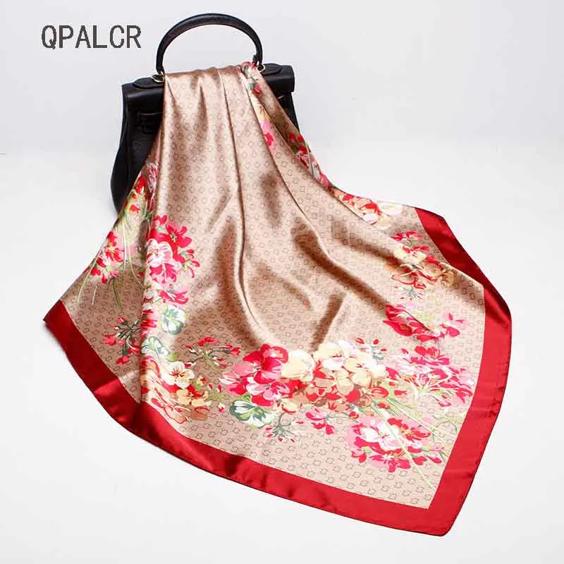 

QPALCR Elegent Women Scarf Printed Twill Silk square Scarfs 90*90cm Fashion Four Seasons Ladies Silk Scarf Shawl Neckerchief