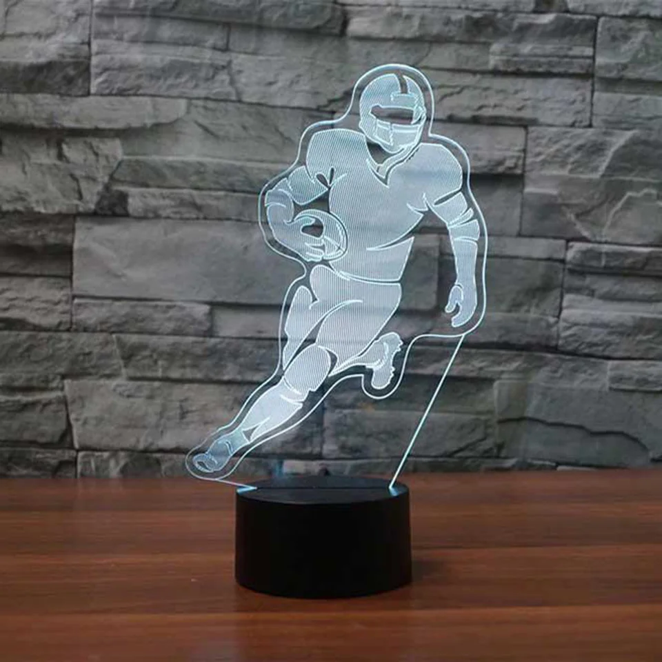 

Office Lighting For Sports Fans Gifts 3D American Football Player Table Lamp Led 7 Colorful Rugby Night Light Bedroom Home Decor