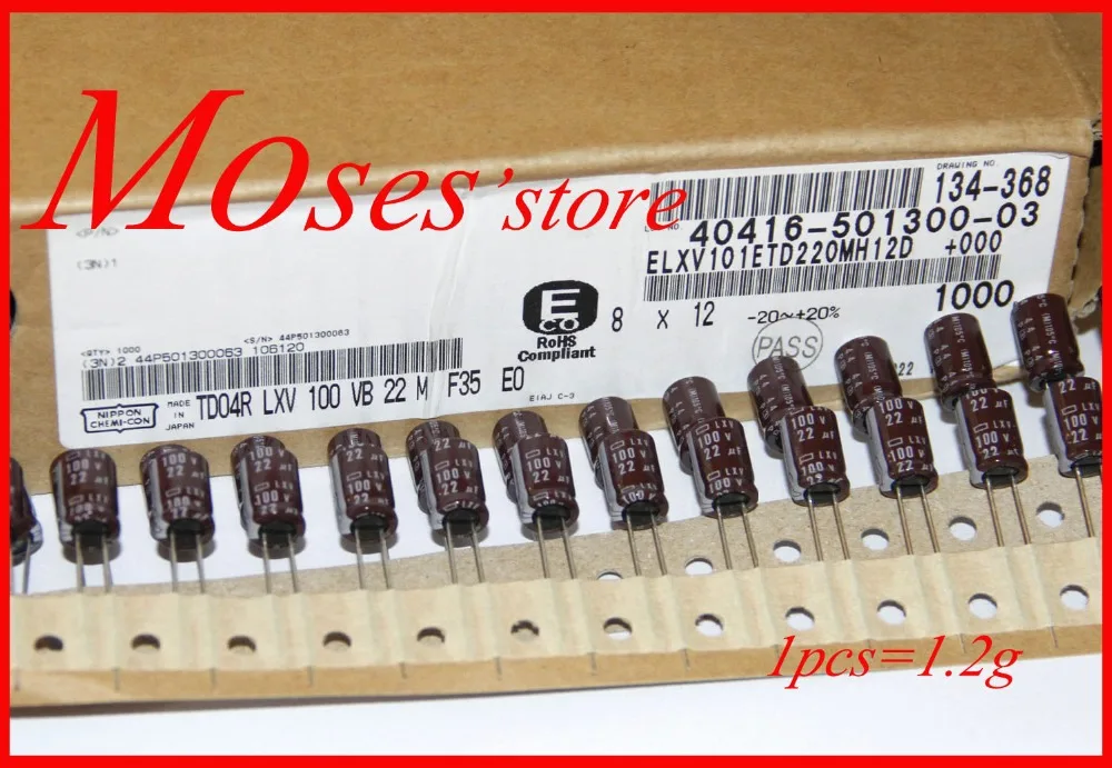 

100v 22uf New original NI-PPON CHEMI-CON NCC LXV series Electrolytic Capacitor Capacitance Radial 8x12mm (500pcs)