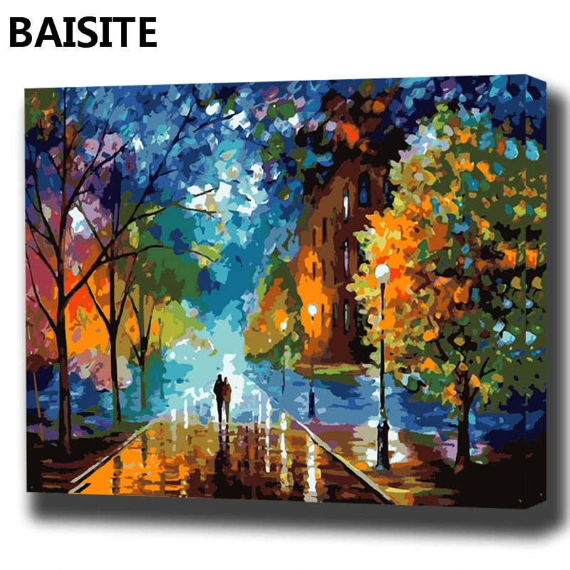 

BAISITE DIY Framed Oil Painting By Numbers Landscape Pictures Canvas Painting For Living Room Wall Art Home Decor E175