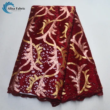 

Stylish African lace fabrics with Sequins and Stone High Quality Net lace patchwork Velvet lace fabric 5 yards for Party dresses