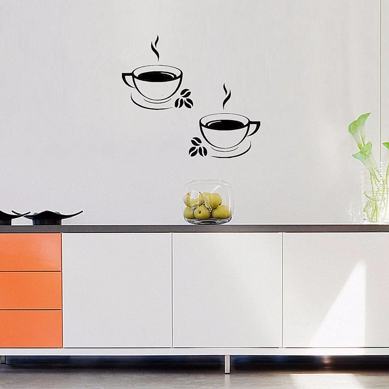 Top Selling Black DIY 2 Coffee Cup Kitchen Wall Sticker Art Vinyl Decal Restaurant Pub Cafe Home Kitchen Decal Decor Top Selling Black DIY 2 Coffee Cup Kitchen Wall Sticker Art Vinyl Decal Restaurant Pub Cafe Home Kitchen Decal Decor