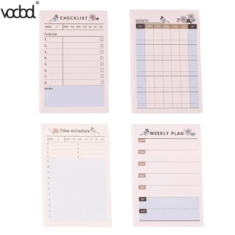 

1pc Dairy Weekly Monthly Plan Memo Pads Agenda Memos Notepad Journal Planner Notebook Stationery Supplies Students Study Gifts