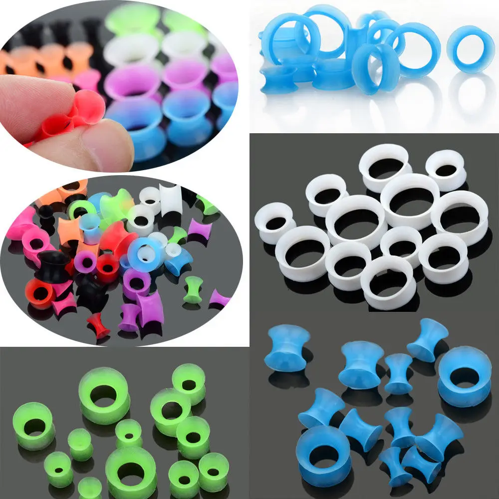 12Pcs Lots Silicone Ear Expander Skin Flesh Tunnels Plugs Gauges Earlet