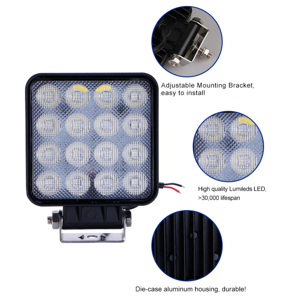 TC X ПРИВЕЛО Свет Работы 16x3 Вт Площадь Offroad Led 12/24 В дополнительный Портативный