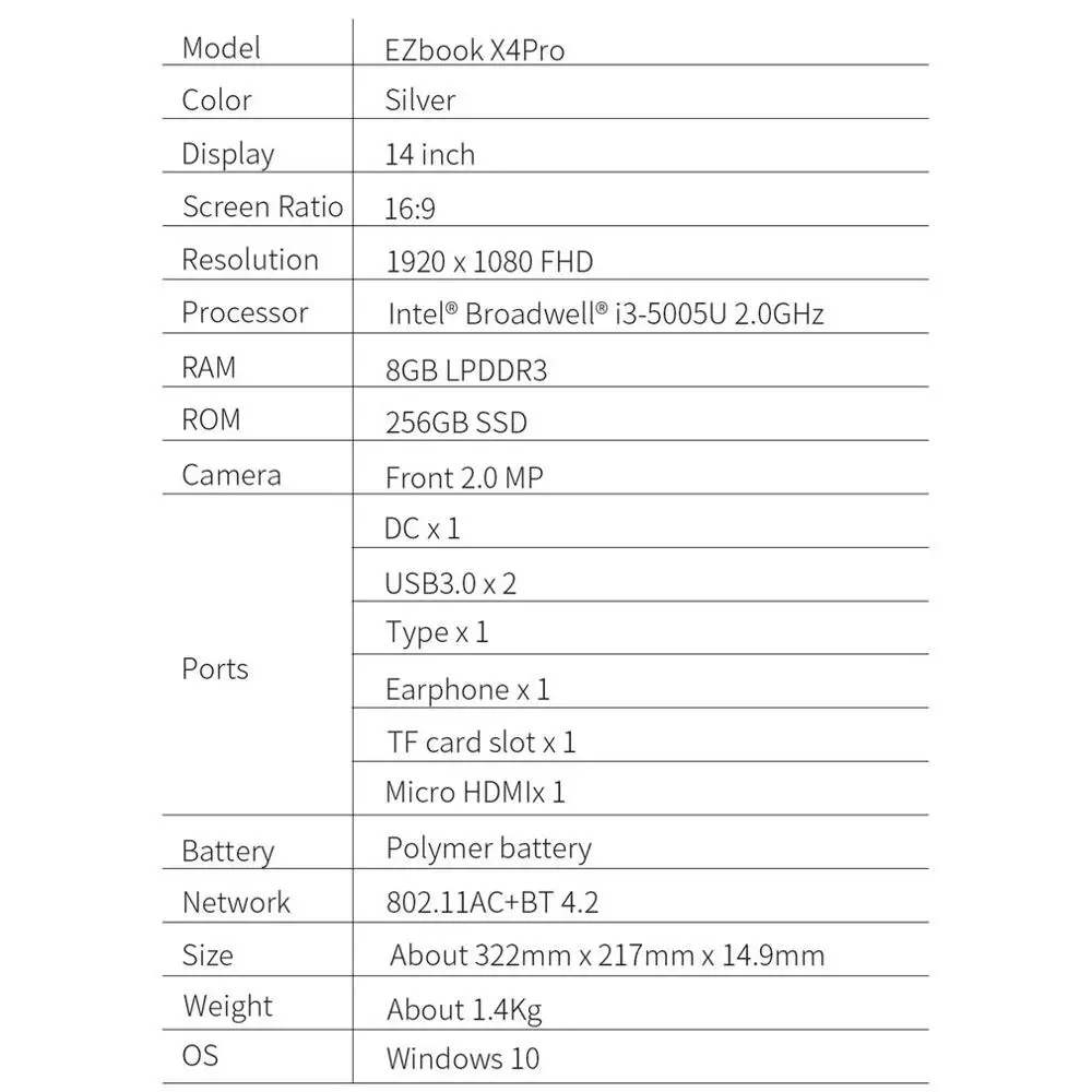 Джемпер EZbook X4 Pro 11,6 дюймовый планшет 1920*1080 пикселей 8G+ 256G ноутбук