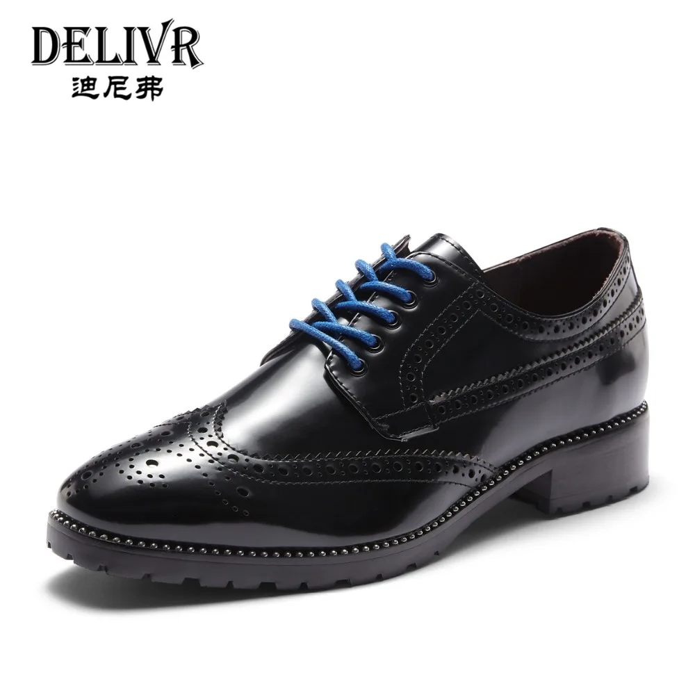 

Delivr Men Shoes Leather Brogues Shoes 2019 New Arrival Black Carved Bullock Business Dress Men Oxfords Shoes Male Formal Shoes