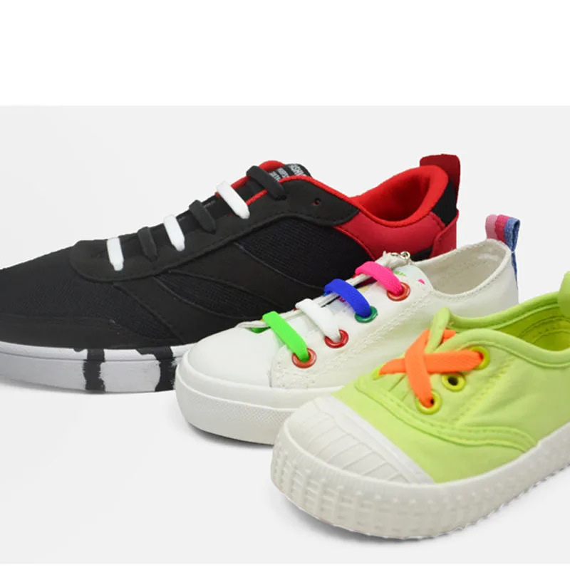 New 3 Sets 16 Roots Unisex Adults Womens Mens Fashion No Tie Elastic Silicone Shoelaces Flat Shoes Footwear Recreational Running