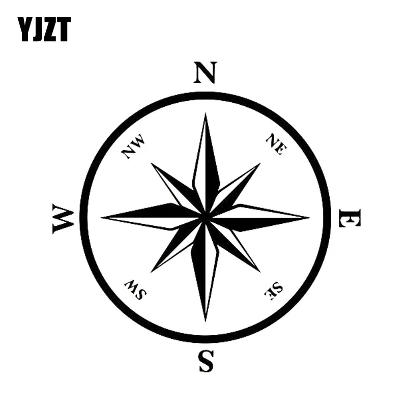 YJZT 15,6 см * 15,6 см компас морской художественный декор, винил, переводная наклейка автомобильный стикер черный серебристый C10-01185