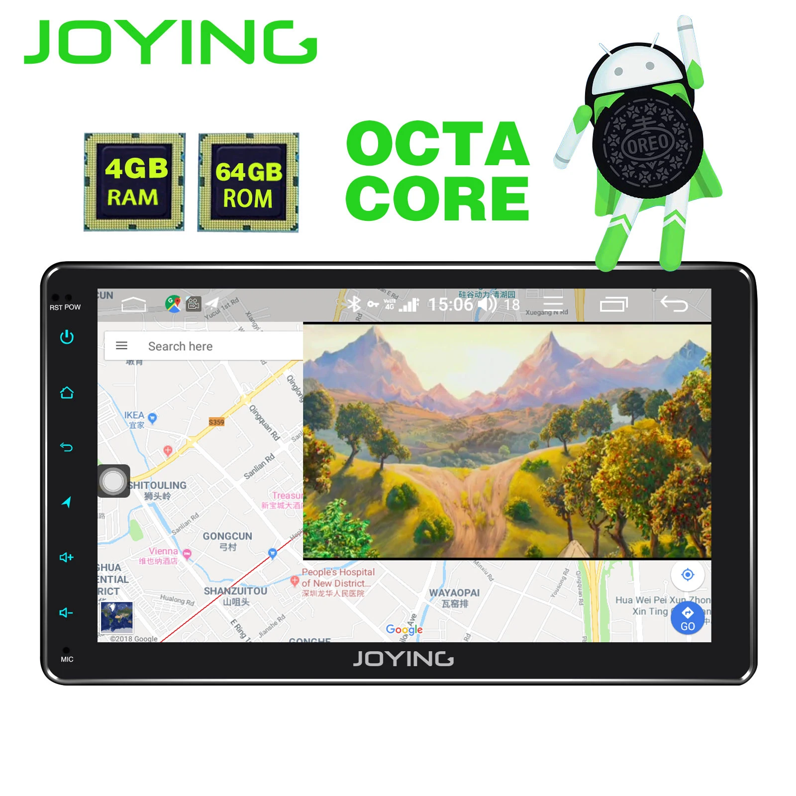 Discount JOYING autoradio Android 8.1 4GB RAM&64GB ROM Octa Core stereo 9"HD Screen universal head unit radio player support 4G SIM Card 5