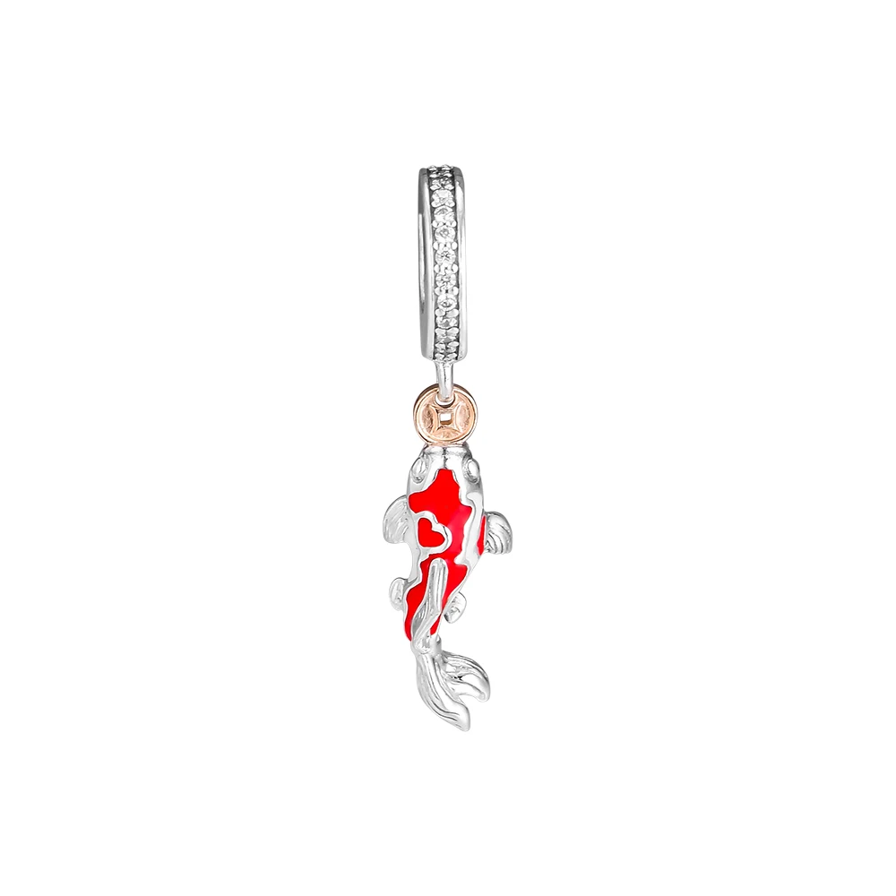 

Pandulaso Good Fortune Carp Hanging Charm Fashion Beads Fits Charms 925 Silver Original Bracelets Woman Beads For Jewelry Making