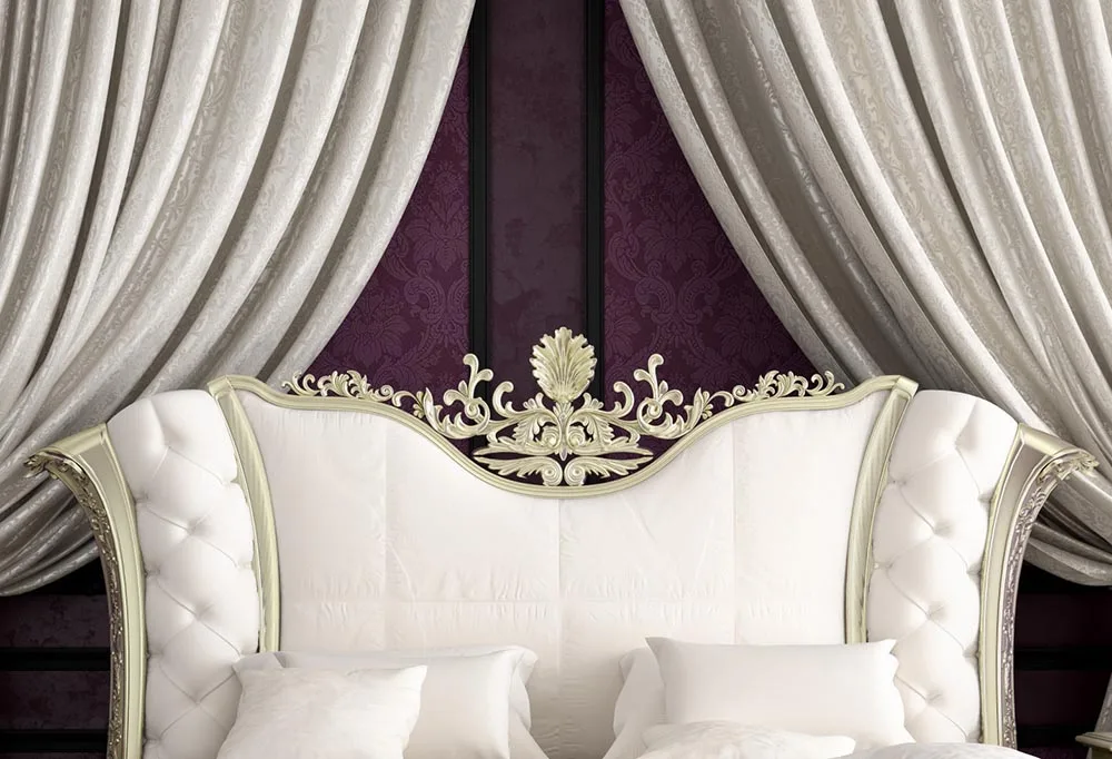 7x5ft Indoor Silver Drape Curtain Gold Bed Headboard Custom Photo